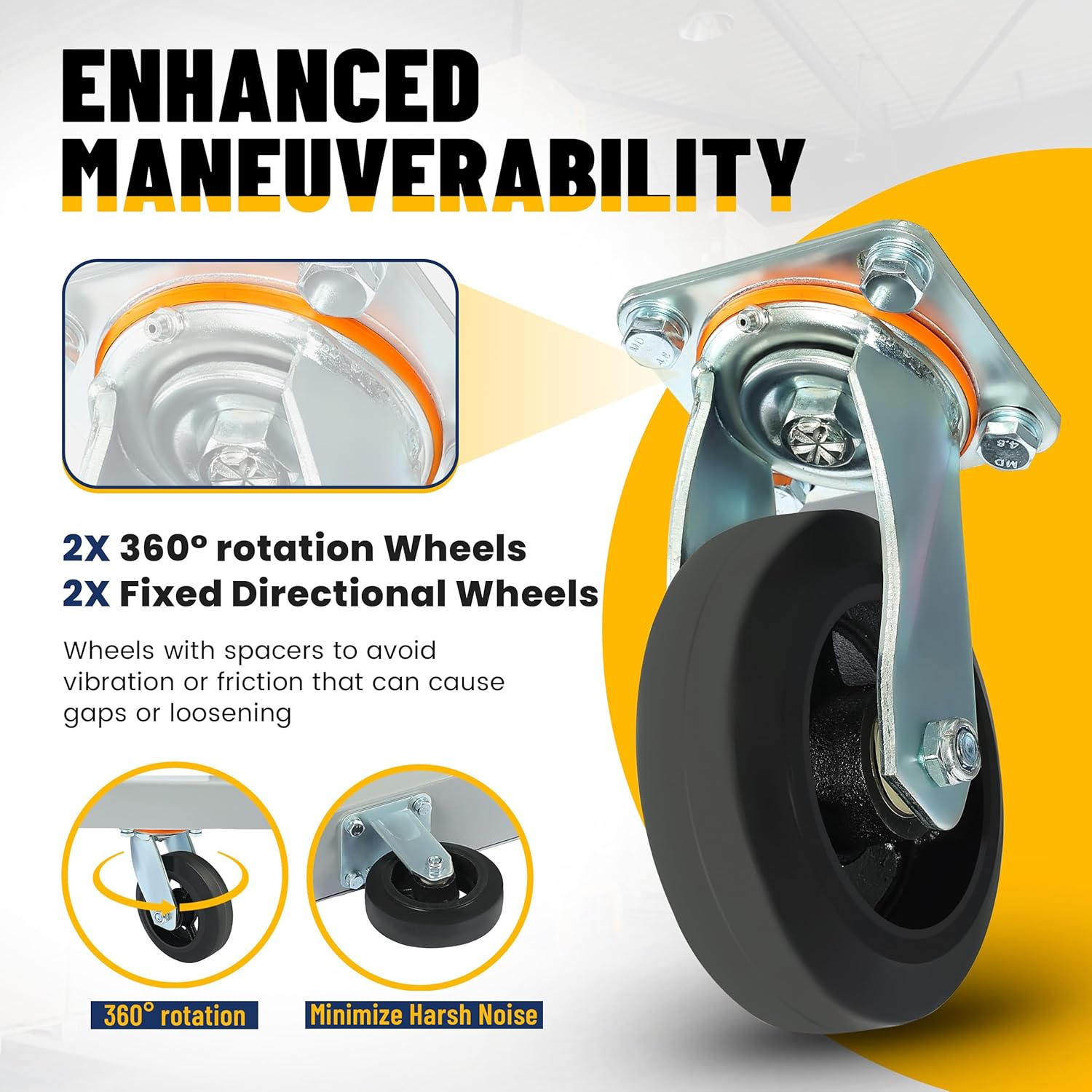 KUAFU Platform Truck Flat Push Cart, 2500LBS Weight Capacity, Dolly Heavy Duty Hand Trucks with 360 Degree Swivel Rubber Wheels, 24x48 Large Size Cart