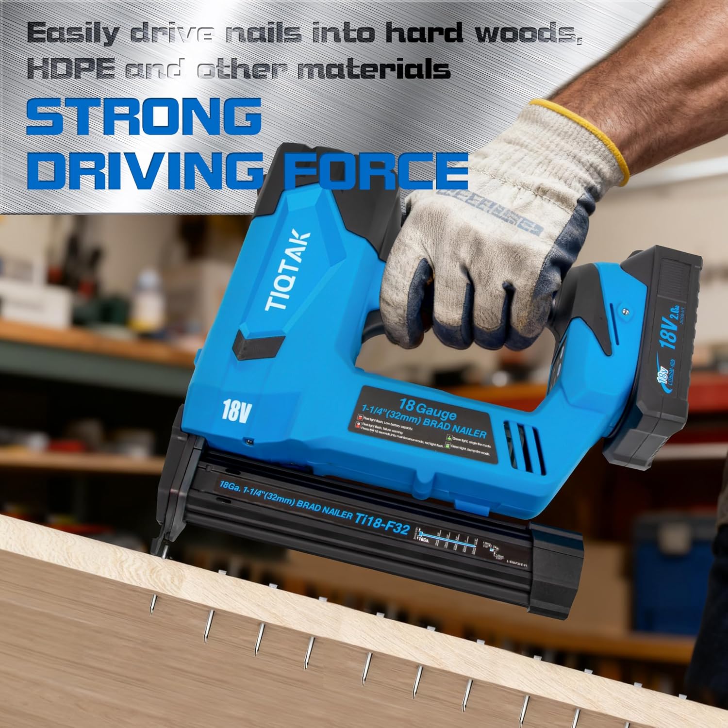 Brad Nailer Cordless, 18 GA Nail Gun Battery Powered, 3400 Nails per Charge, Super-long Runtime,Drives 3/8" to 1-1/4" Nails