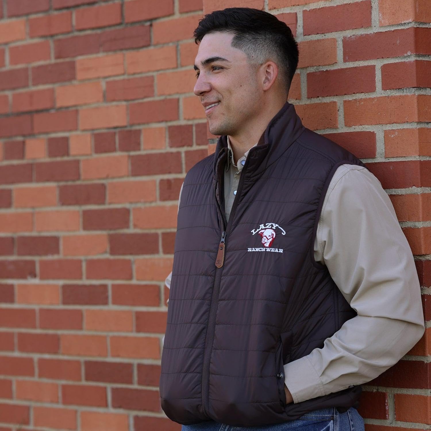 Lazy J Ranch Men's Lightweight Relaxed Fit Vest - Brown - Image 2