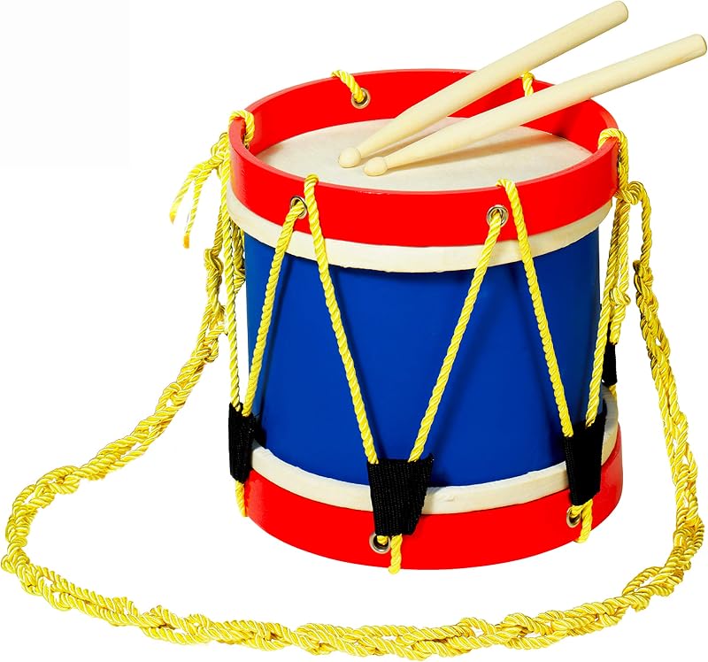 Batería para niños de 8 pulgadas con correa ajustable y 2 baquetas de madera - Opción de regalo de instrumento musical