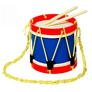 MUSICUBE Kids 8 Inch Drum Set with Adjustable Strap and 2 Wooden Drum Sticks - Musical Instrument Gift