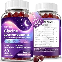 2 Pack Glycine Gummies, Glycine 3g With L-theanine & Magnesium Glycinate, Glycine Supplements for Sleep, Detox, Relax, Nerve Support, High Absorption, Sugar Free, Vegan, Non-GMO, Mixed Berry Flavor
