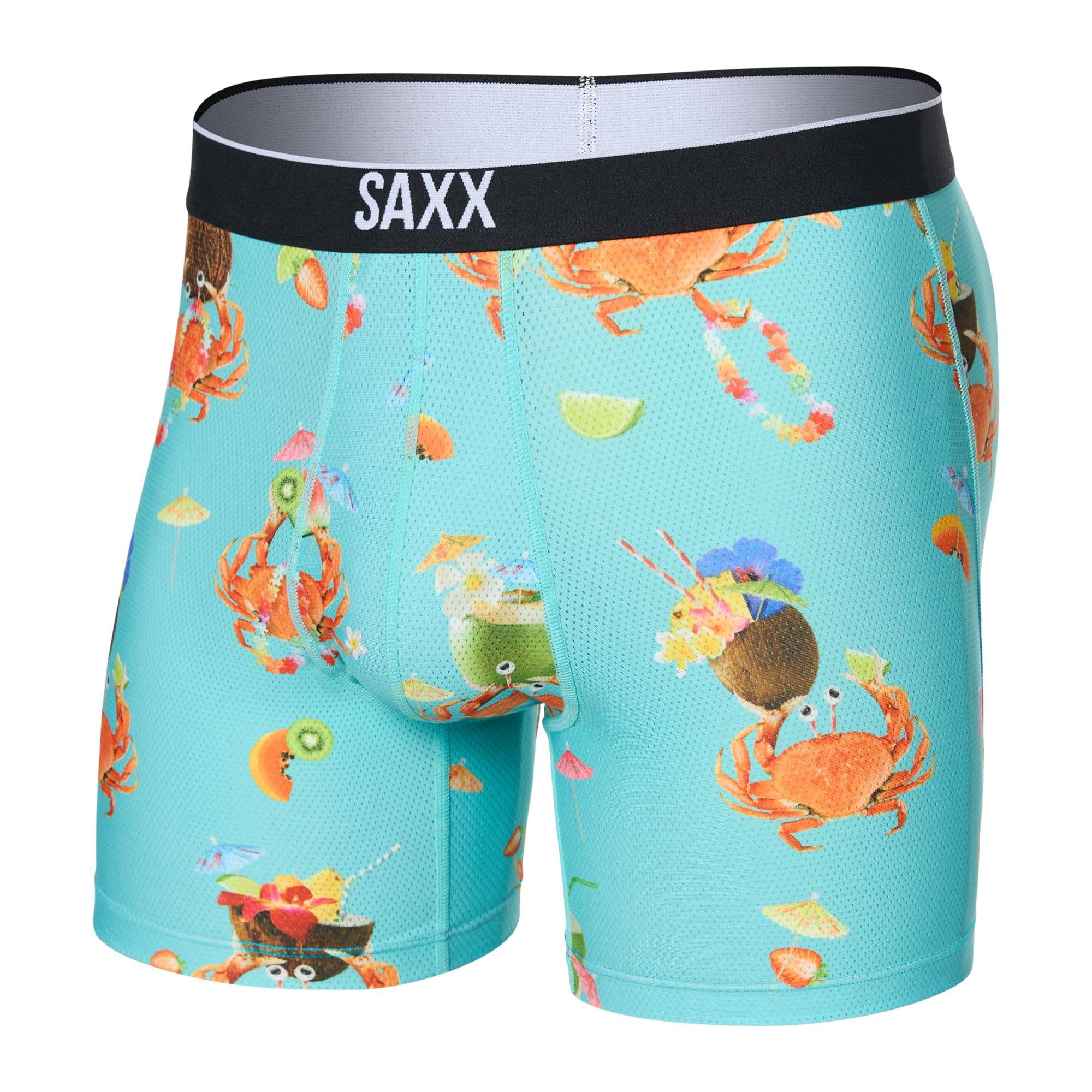 Saxx Volt Breathable Mesh Boxer Briefs, Crab Cocktail/Turquoise - S