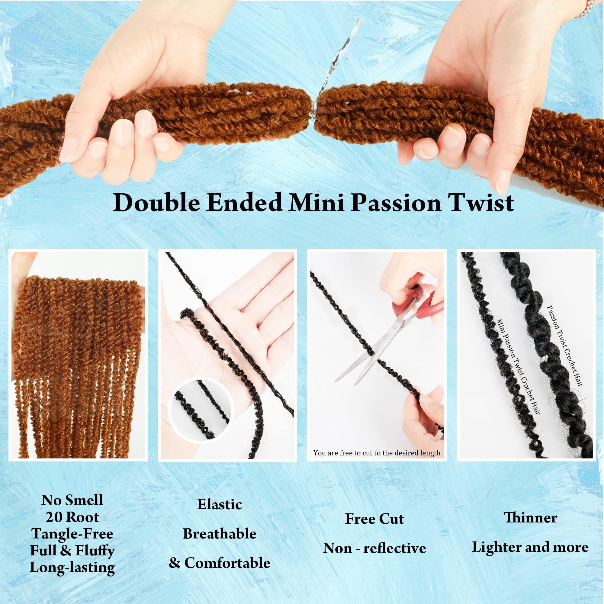 Lot de 6 paquets d'extensions de cheveux Passion Twist au crochet pour femme noire, pré-torsadés, élastiques et coupables, tressés par boucle bohème douce (25,4 cm - 6P, brun pur, 30#)
