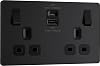 BG Electrical 45W Double Switched Power Wall Plug Socket with Super Fast Charge Type A and Type C USB Charging Ports, Evolve, Matt Black, 13A, PCDMB22UAC45B