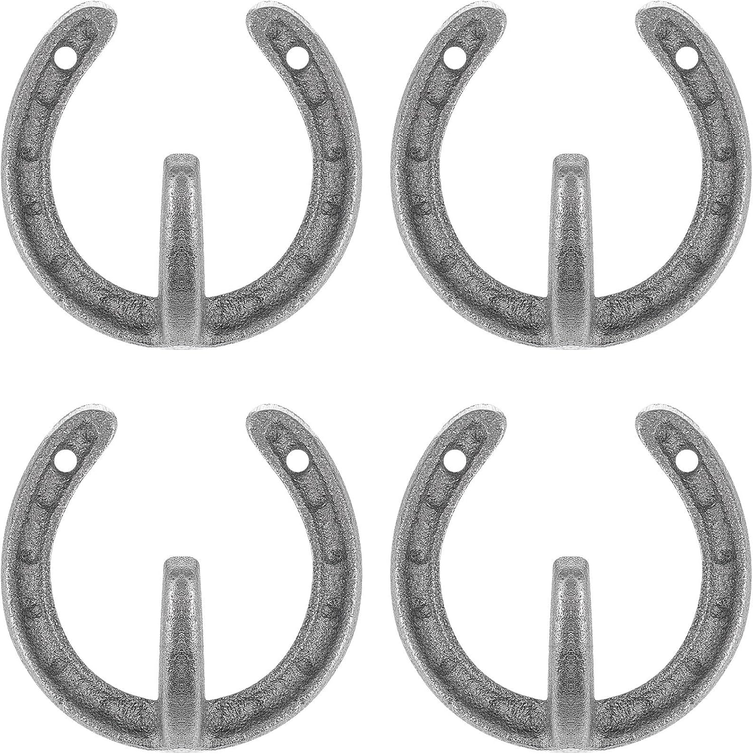SEWACC 4 Pcs Retro Horseshoe Shape Iron Wall Hooks Multi-Purpose Coat and Hat Hangers Without Burr for Kitchen and Living Room Storage and Organization