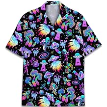Casual Neon Hawaiian Shirt for Men Vintage Basic Mens Hawaiian Shirts Short Sleeve Button Down Shirt Men