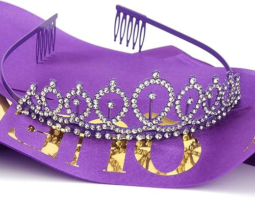 Miniatura 43 de CIEHER Corona de cumpleaños, banda de reina de cumpleaños y tiara de diamantes de imitación para mujeres y niñas, tiaras y coronas para mujeres