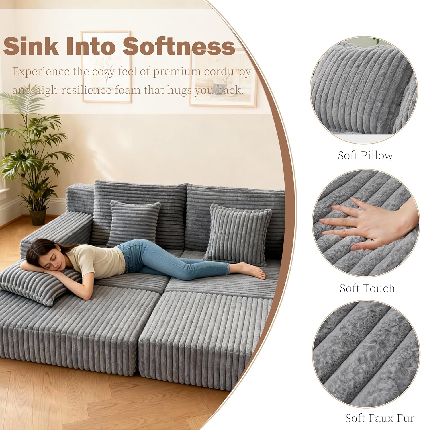 Queen Size Convertible Sofa Bed in Plush Velvet, 2-in-1 Foldable Futon with Storage, Space Saving Sleeper Couch for Small Apartment - Compressed in a Box