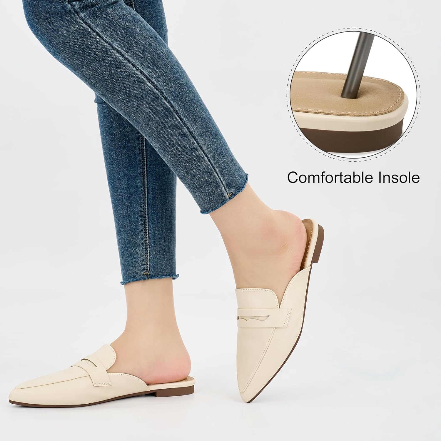 Mules for Women Slingback Flats: Comfortable Pointed Toe Backless Loafers Business Casual Shoes Dressy Slides 2026 - Image 6