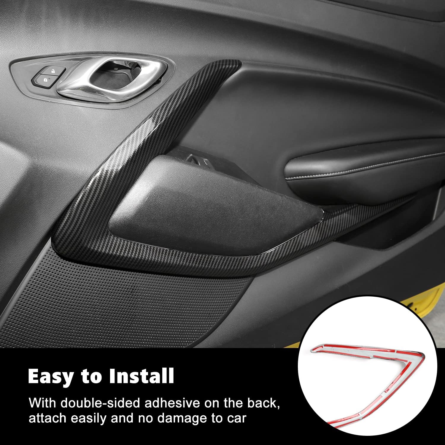 Carbon Fiber Interior V Door Panel Trim Cover Frame Decoration Interior Accessories for Chevrolet Camaro 2016-2023