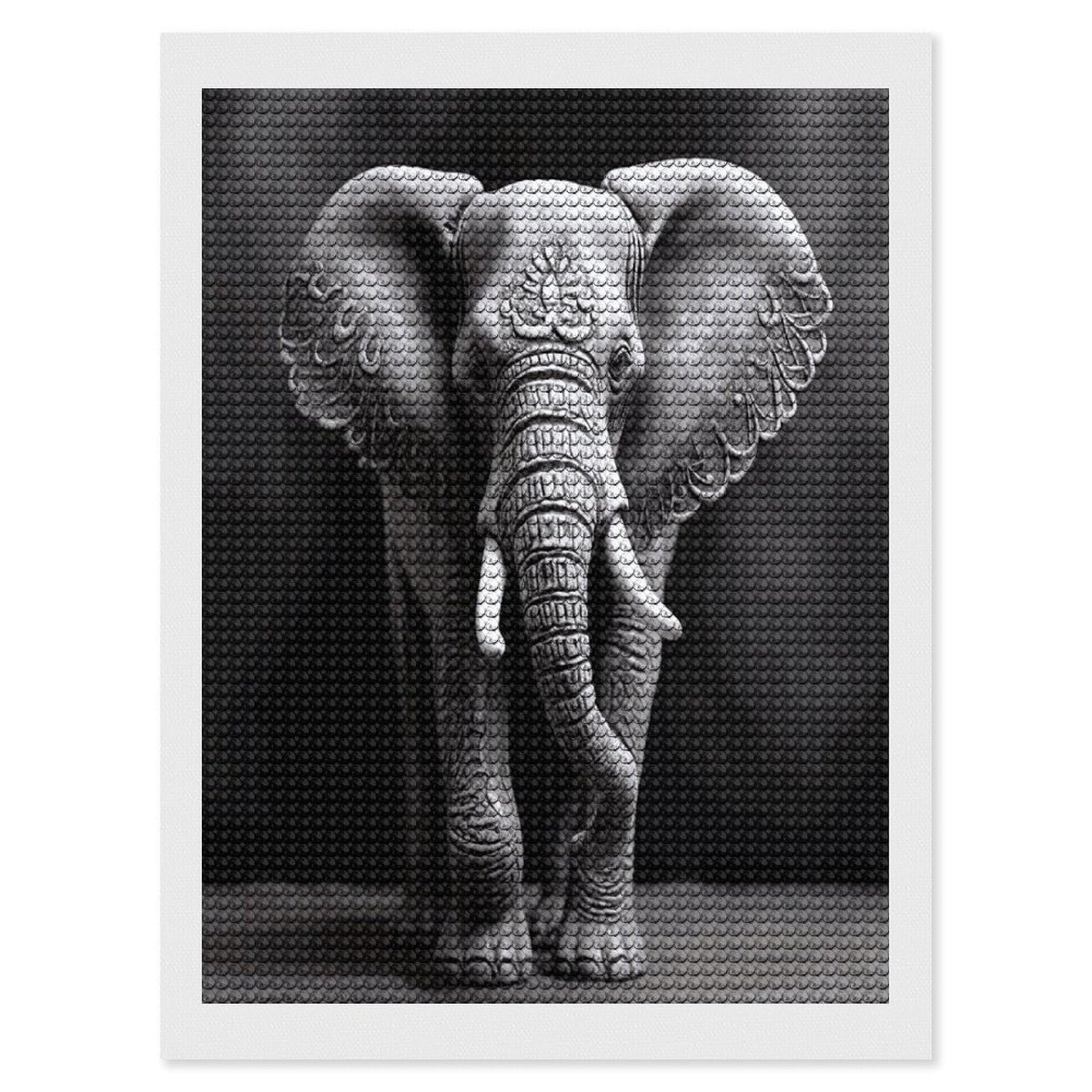 JTREHY Gray Elephant Diamond Art Kits Personalized DIY Round Diamond Painting Kits for Beginner Full Drill Diamonds Dots Paintings for Adults Gem Art Crafts Home Decor