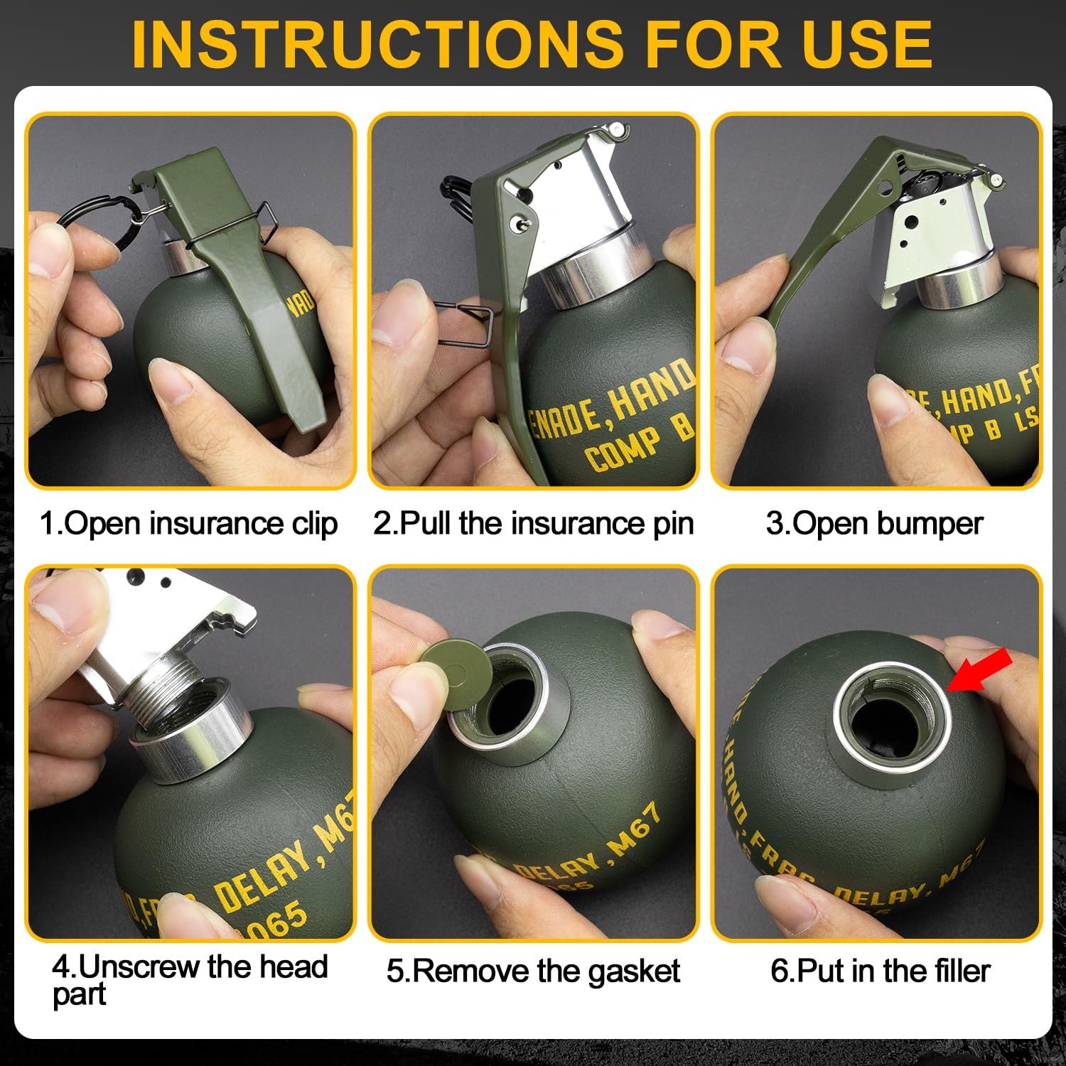 Zhongren Dummy Grenade Toy Plastic CS Airsoft Tactical Gear Accessori Cosplay Movie Props Outdoor