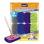 8Pcs Reusable Microfiber Mop Pads Compatible with Swiffer Sweeper Mop, Replacement Wet Mopping pad Refills & Washable Dry Sweeping Cloths for Surface/Hardwood Floor Cleaning
