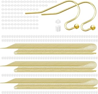ジュエリー製作用イヤリングファインディング500個 14Kゴールドメッキイヤリングフック 低刺激性 イヤーワイヤー フィッシュフック DIYイヤリングバルクパック