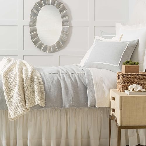 Miniatura 6 de Pine Cone Hill Keaton - Funda de lino cielo, tamaño europeo, patrón sólido azul cielo