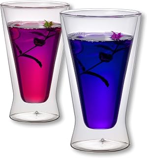 1aTTack.de 833284 Trink/Thermo-Glas 400 ml XXL doppelwandig Modell Xavier für Heiß- und Kaltgetränke, 2-Stück