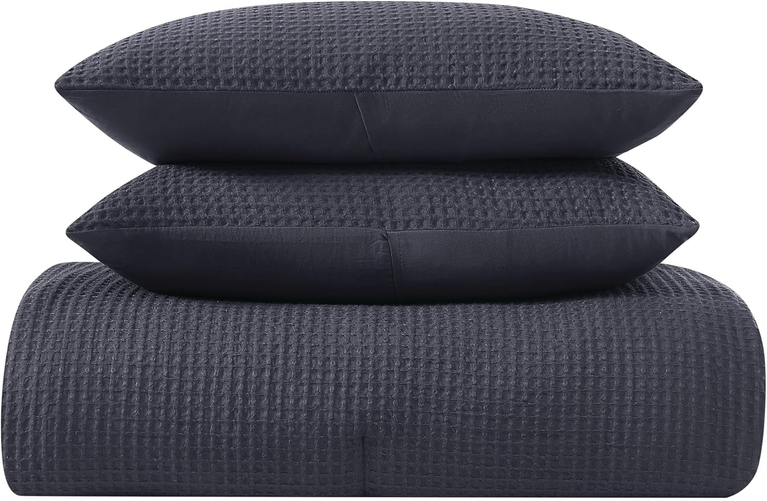 TRULY SOFT Textured Waffle Charcoal Grey Polyester 3-Piece King Comforter Set, Solid Themed, for Men and Women, Oeko-TEX Certified Confidence - Image 3