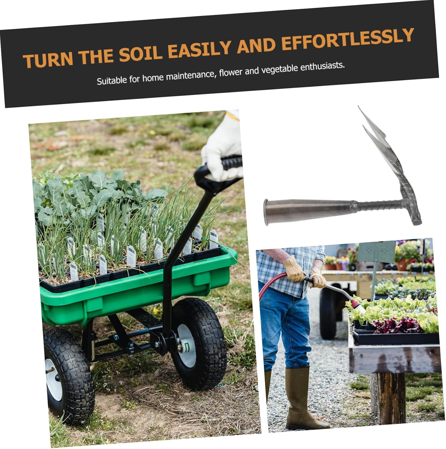 BESPORTBLE Triangle Hoe Manual Weeding Tool for Garden Digging Heavy Duty Cultivator Sharp Beak Head for Soil Loosening and Plowing