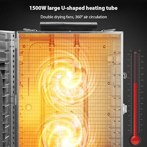 Miniatura 4 de Máquina deshidratadora comercial de alimentos, 20 bandejas de acero inoxidable, deshidratadores eléctricos con temporizador digital y control de