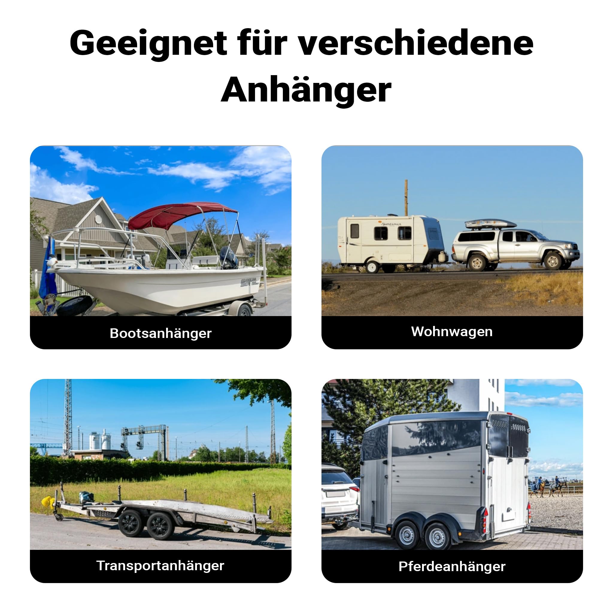Wiltec Stützrad für Anhänger bis 362 kg ø48 mm, Bugrad mit Klemmhalter