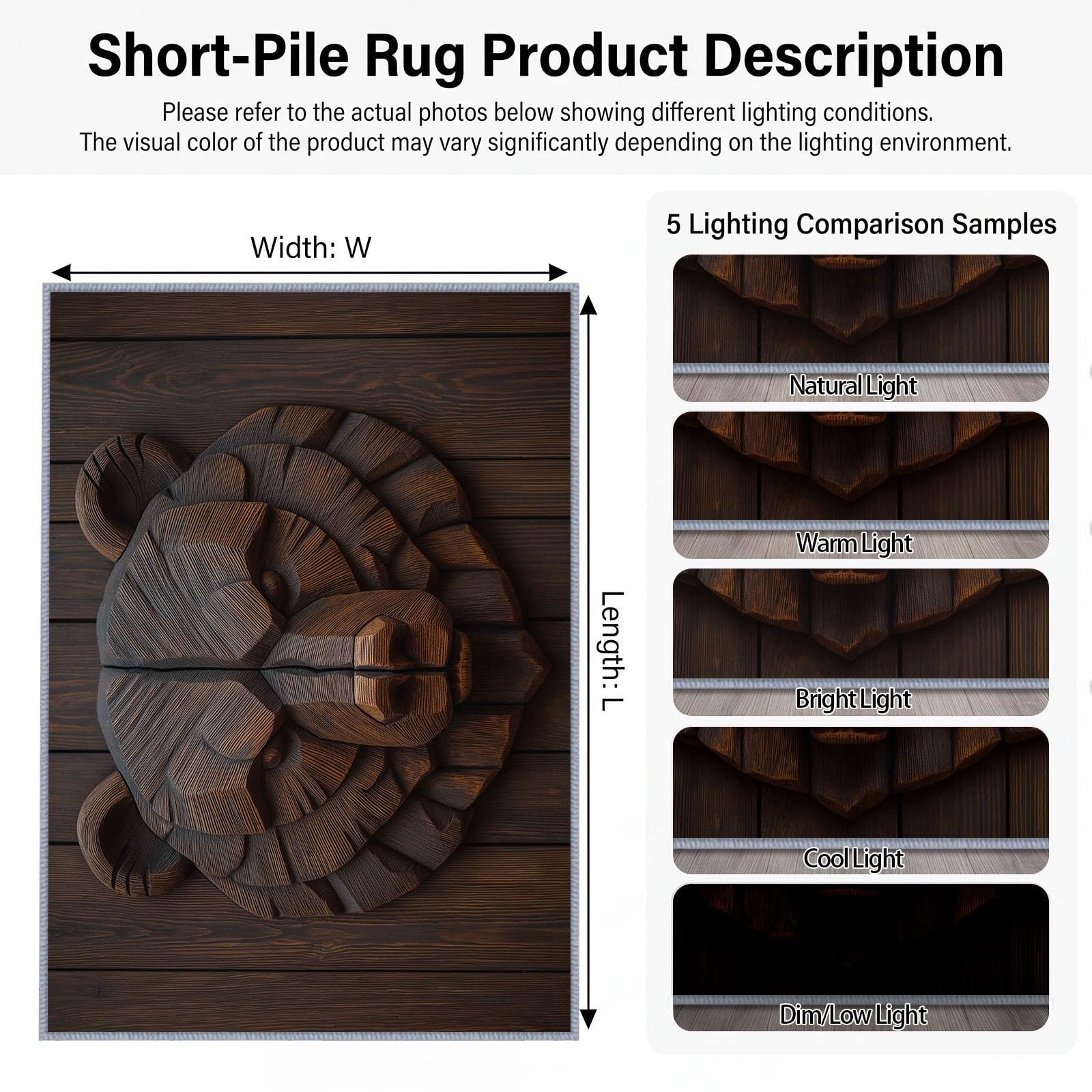Alfombra antideslizante de madera natural, 160 x 230 cm, diseño de oso de vetas de madera, pelo corto, alfombra de salón, fácil de limpiar, para habitación juvenil, dormitorio, mesa de comedor, cocina