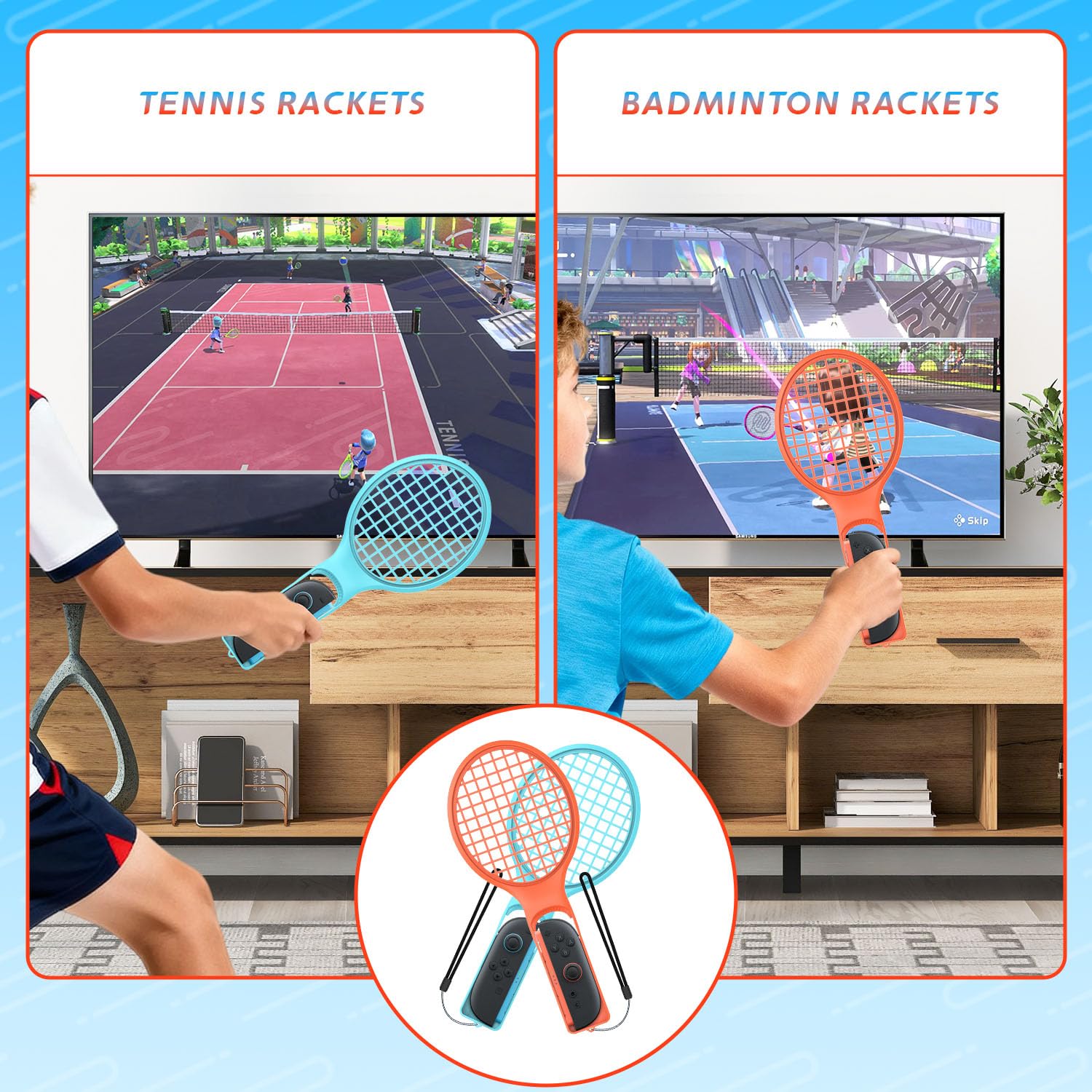 [Switch 2/1 Compatible] Switch Sports Accessories Bundle for Switch 2/1/OLED - CODOGOY Complete Family Sports Kit with Storage Bag, Exclusive Bowling Grips & 2 Player Support for Nintendo Switch Sports Games - Image 4