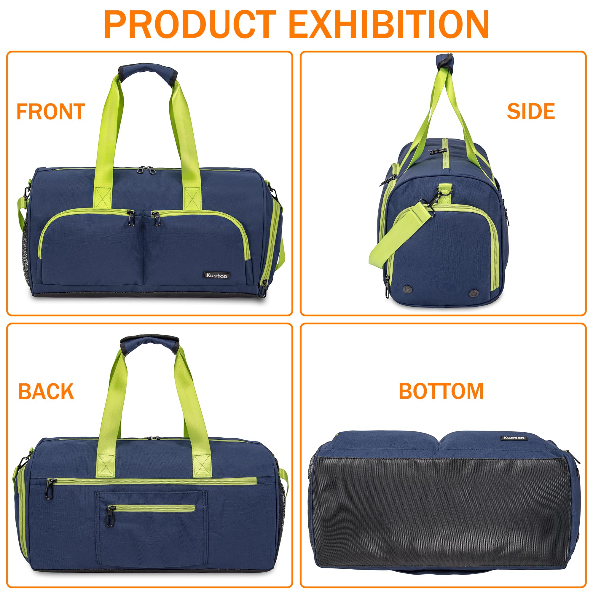 Bolsa deportiva de gimnasio, con caja de zapatos y bolsa de equipaje de tela Oxford, adecuada tanto para hombres como para mujeres, Azul, 19.69*10.24*9.84 inches