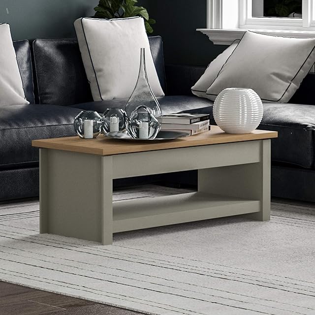 Vida Designs Arlington Coffee Table Sliding Top With Storage 1 Shelf MDF Living Room (Grey)