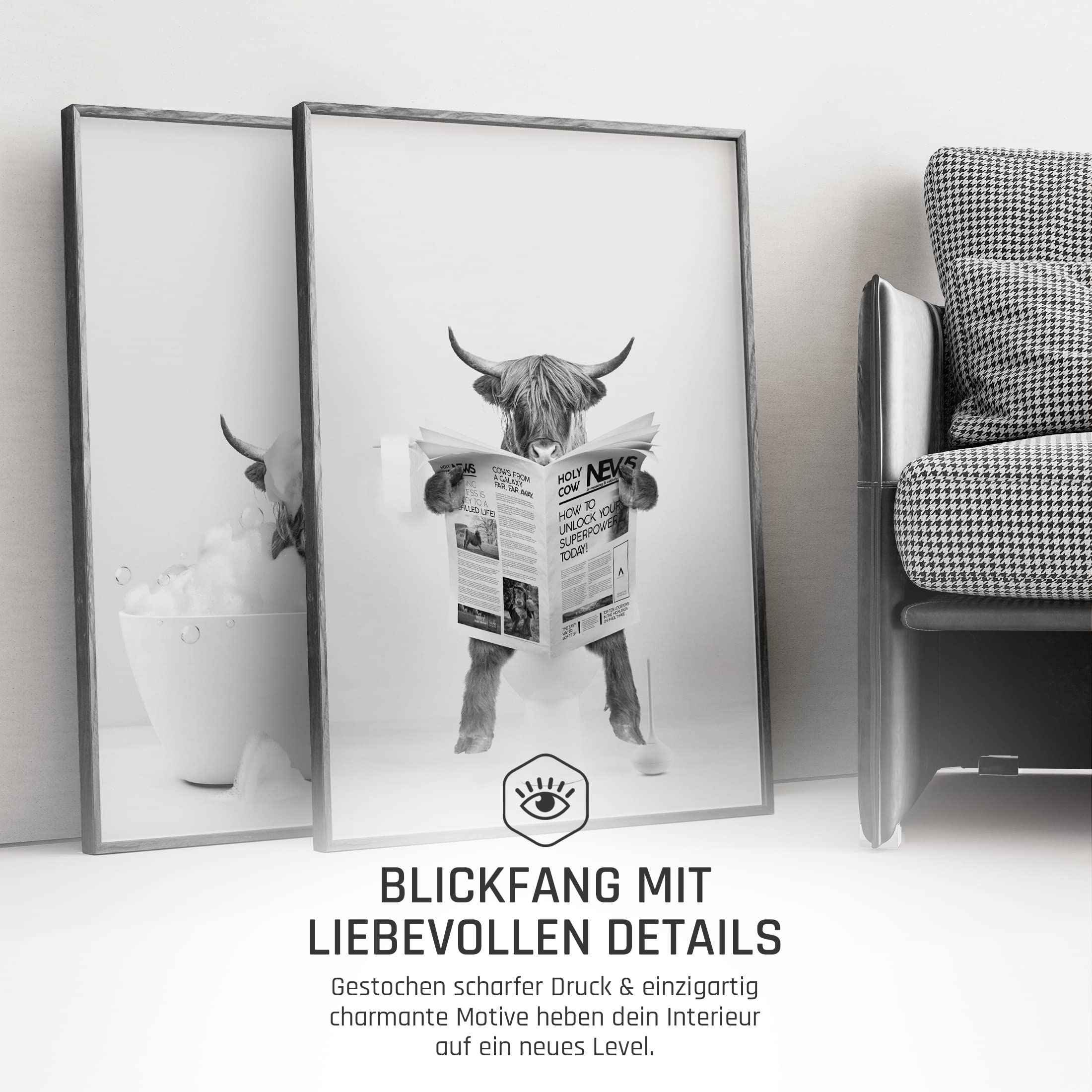 Set di poster divertenti con animali da bagno: arte murale