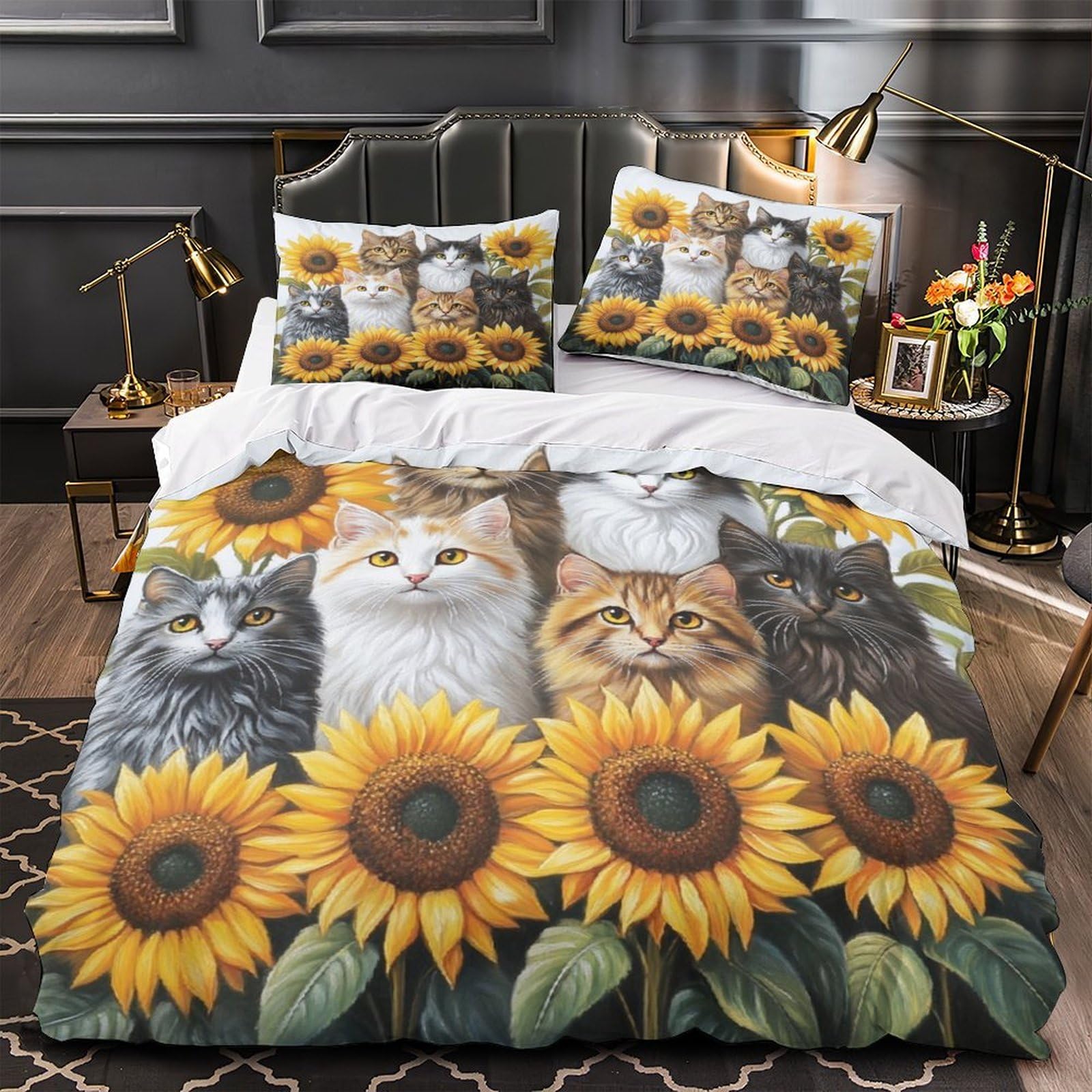 Housse de couette fermeture éclair 135x200 cm hypoallergique effet 3D animaux