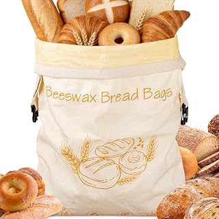 Bienenwachs Brotbeutel 42.8×32.8cm, Wiederverwendbare Leinen Brotaufbewahrung, Natürliche Bienenwachs Beschichtete Brotbeutel für Selbstgebackenes Sauerteigbrot (1 Stück)