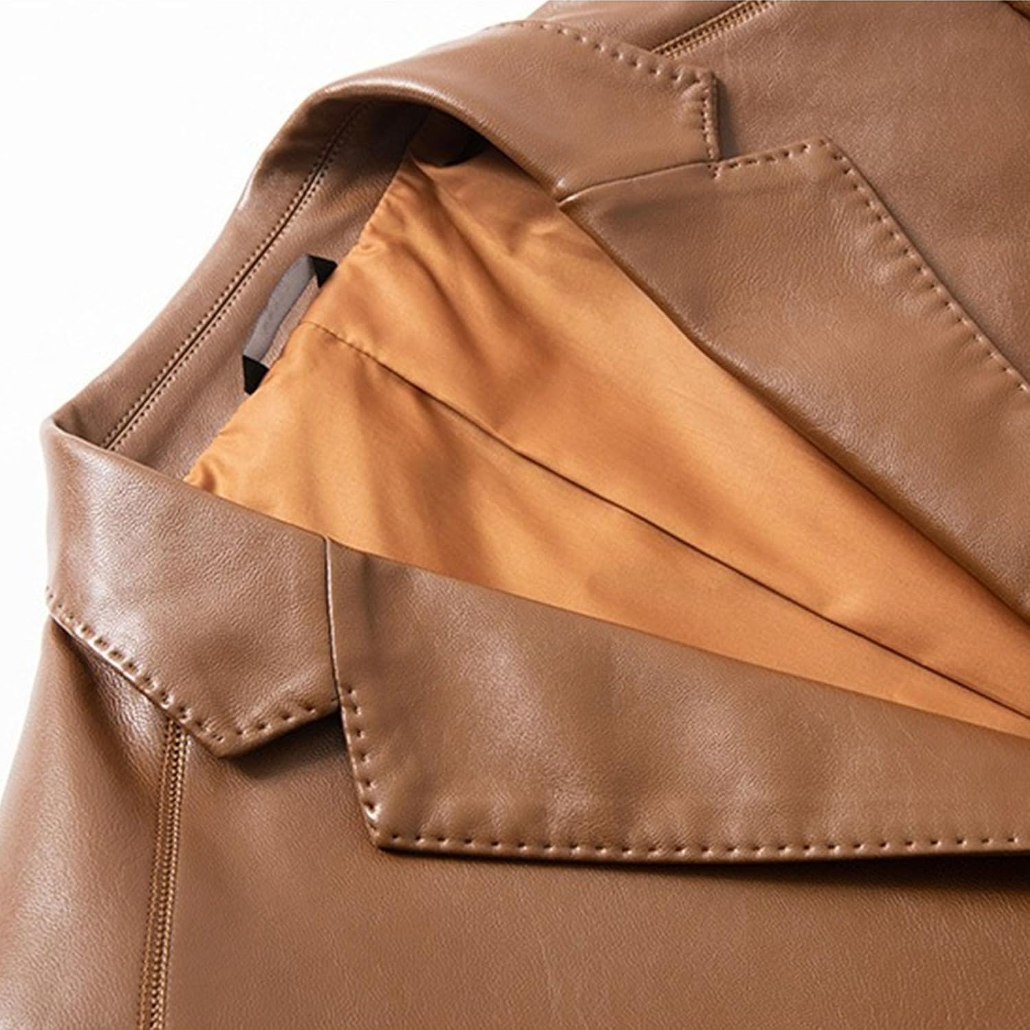 JEKE-DG Men's Blazer Collar Button Down Coat Faux Leather Casual Coat Jacket Business Classic Spring Fall Coats