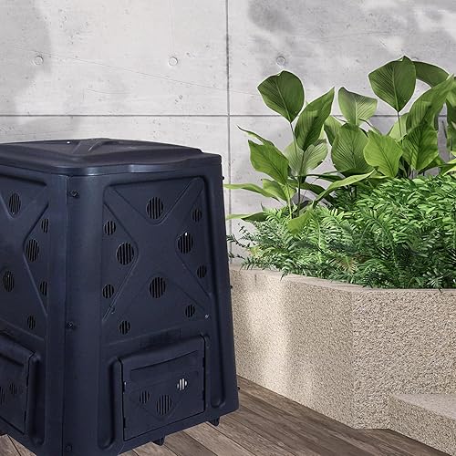 Redmon Outdoor Compost Bin with Lift Off Lid, 4-Door Access & Vent Holes, 65 Gallon - Thumbnail 3