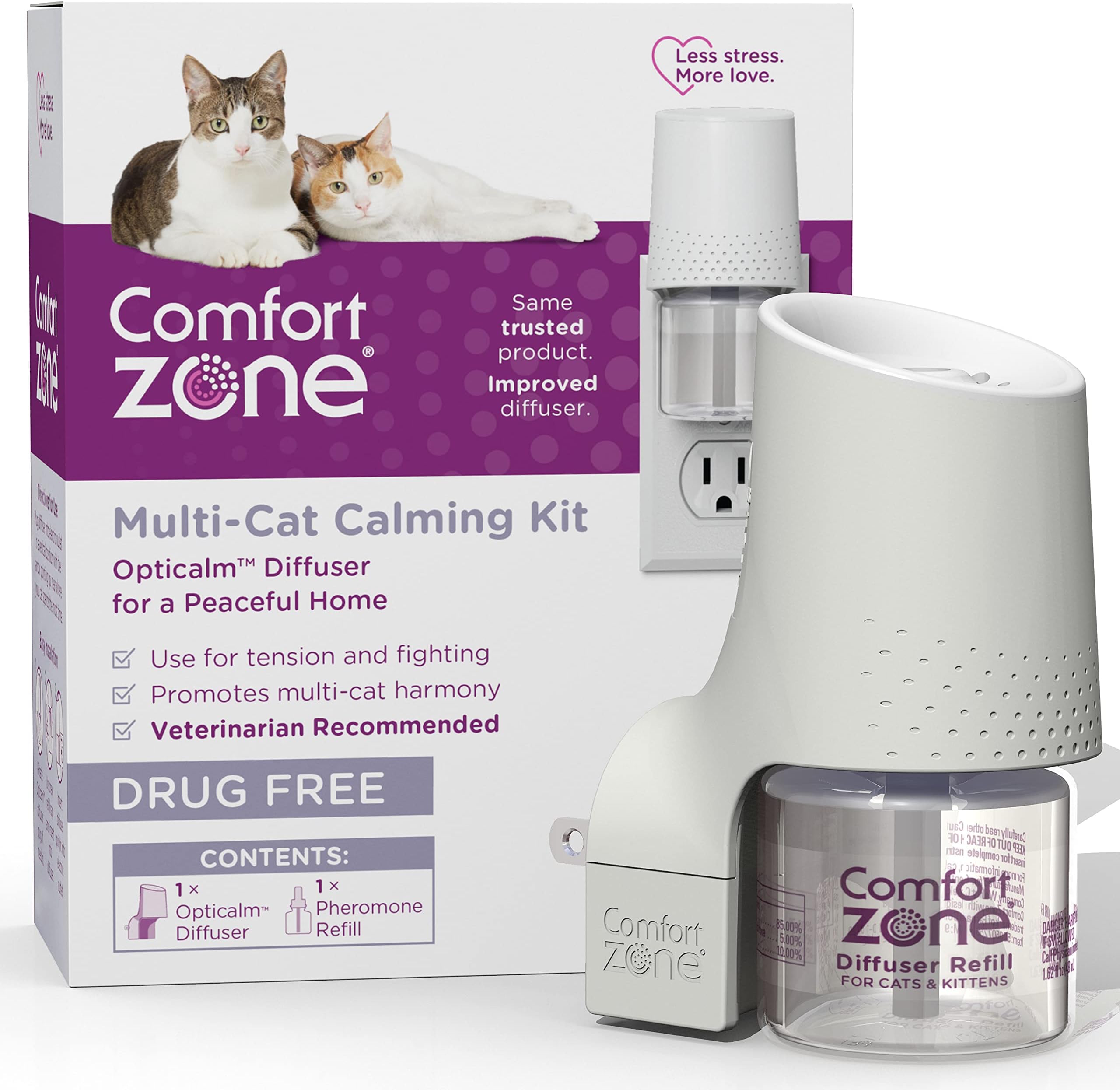 30 Day Starter Kit; 1 Multicat Diffuser & 1 Refill; Cat Calming Pheromone; Reduce Stress, Aggression, Fighting, Urine Marking, Scratching