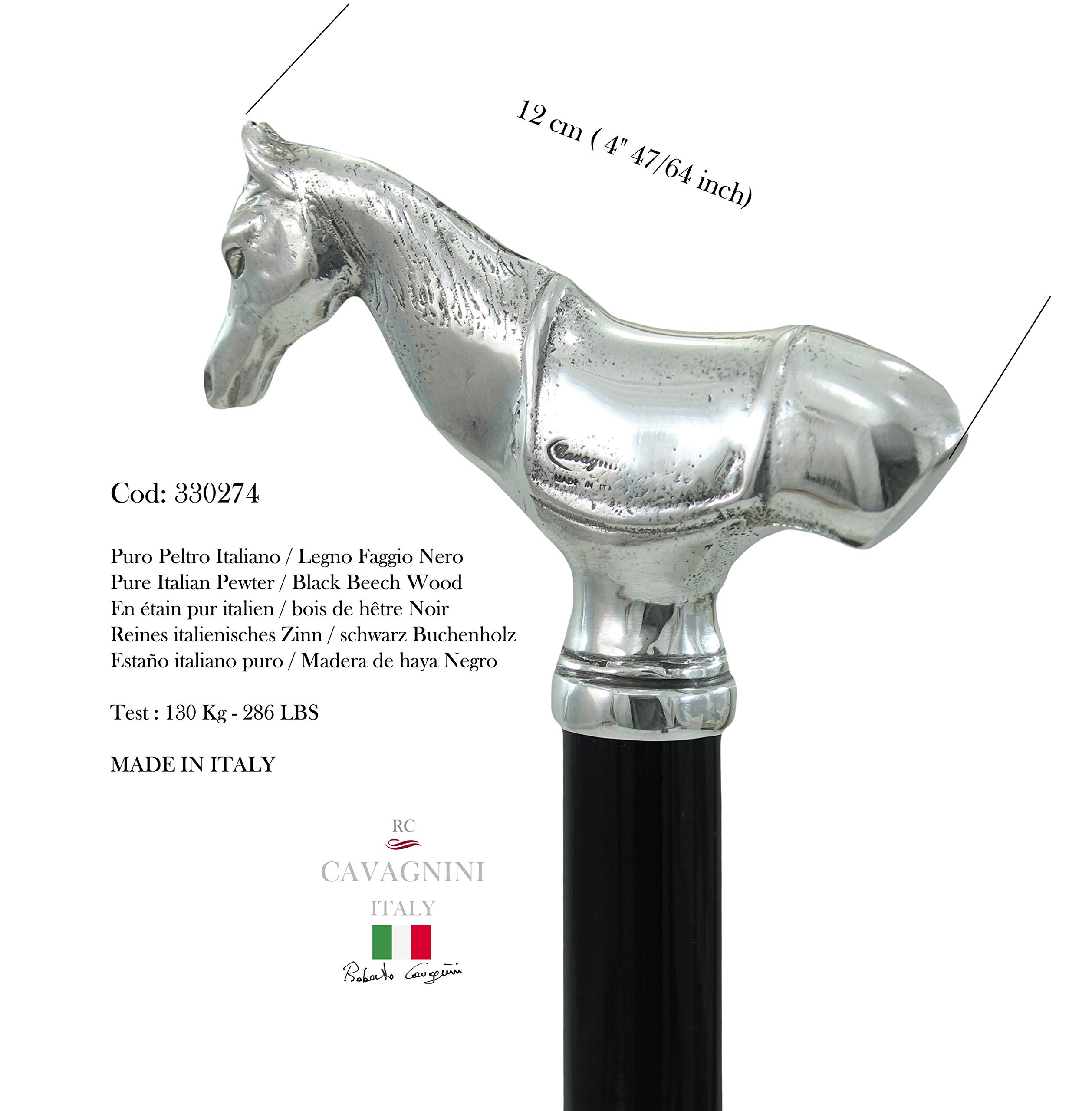 Bastón de Paseo Cavagnini ortopédico Negro Elegante Artesanal de Haya y Metal Personalizable con Grabado Nombre para Hombre Mujer Ceremonia Novio Regalo Lujo anciana señora Hecho a Mano