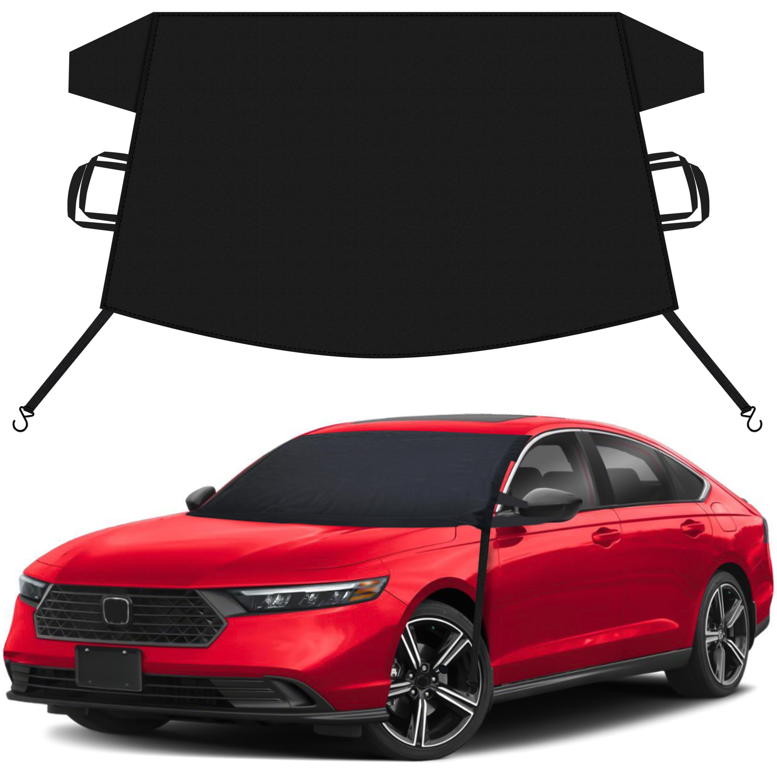 EcoNour Car Snow Cover Compatible for Honda Accord | Windshield Cover for Ice and Snow with S-Hook Straps | Heavy-Duty 600D Oxford Winter Car Cover, Waterproof &amp; Anti-Slip