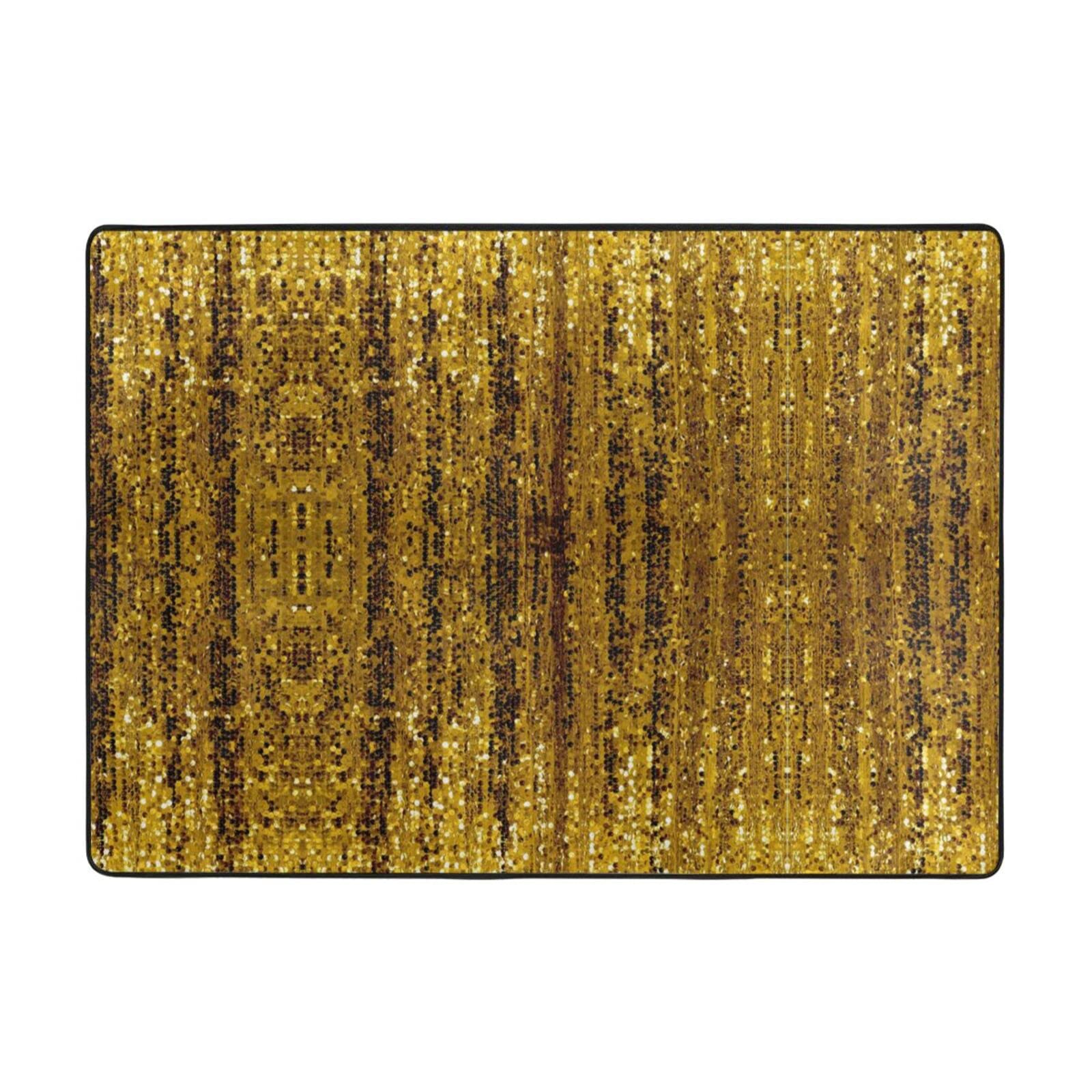 Tapis surdimensionné doré chambre grand tapis de salon non pelucheux doux
