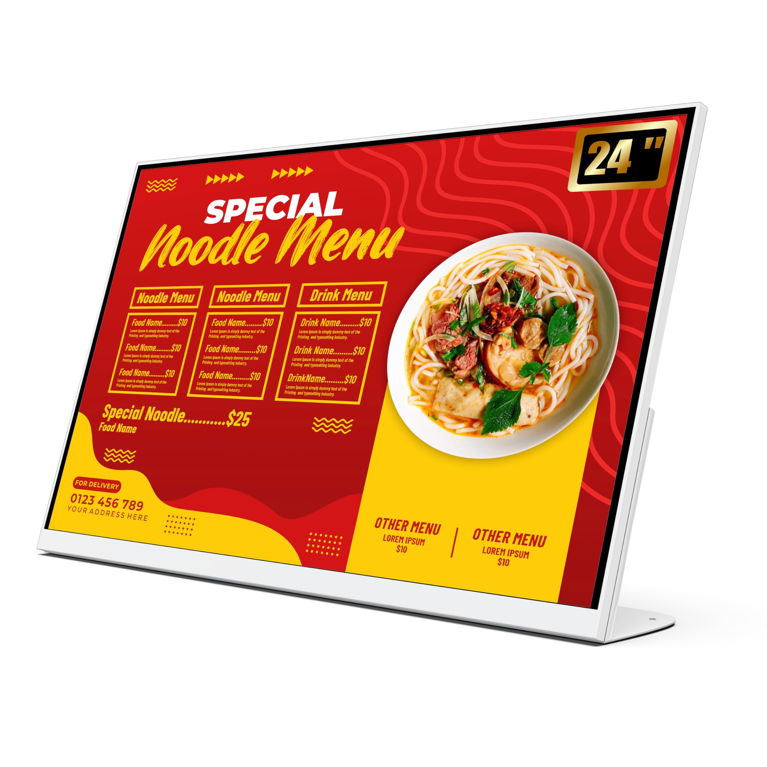 Cyfrowa tablica menu, 61 cm, monitor sklepu detalicznego HD Digital Signage, ekran reklamowy Android z CMS, elektroniczny wyświetlacz menu do sklepu z herbatą mleczną / restauracji