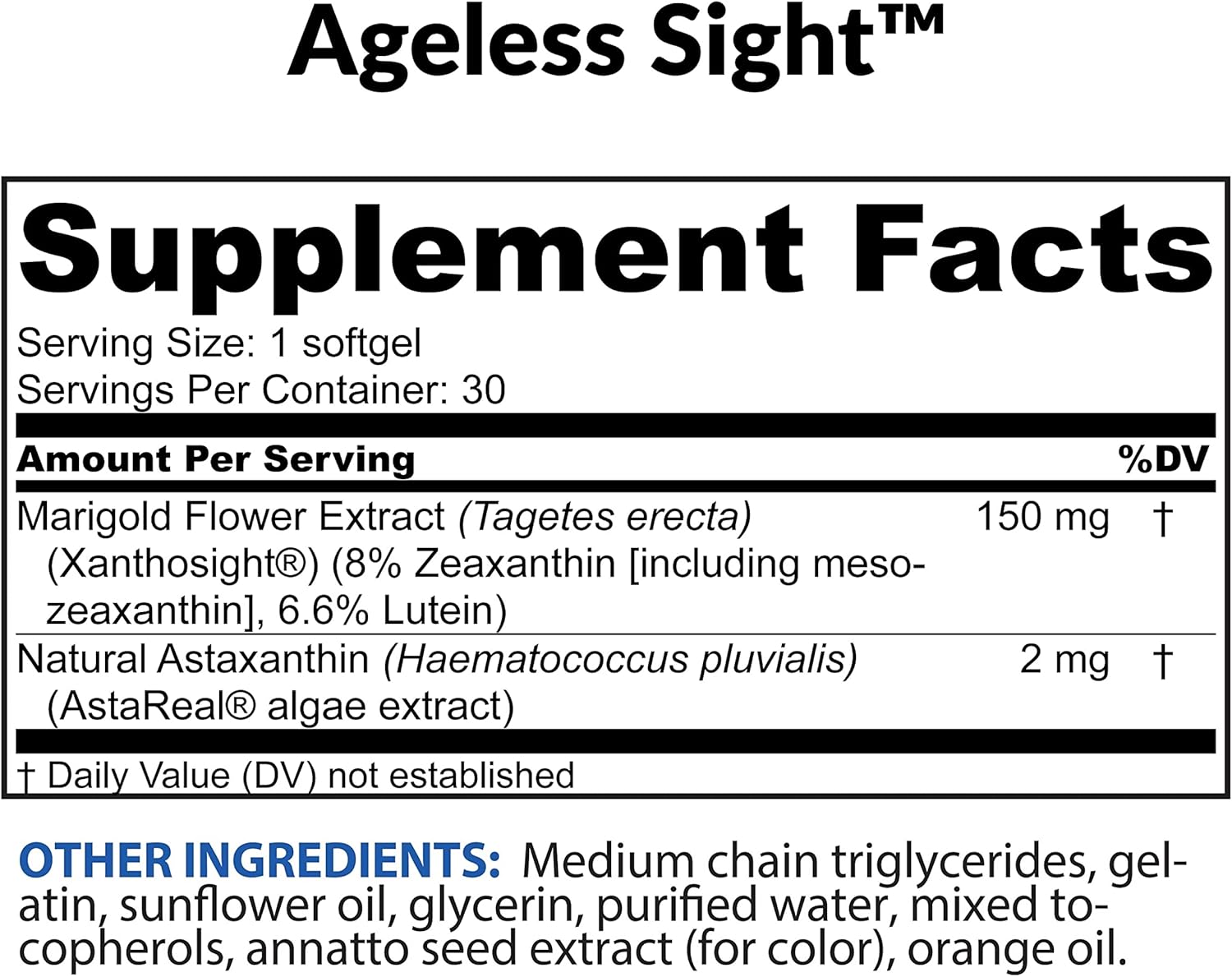 BioTRUST Ageless Sight, Blue Light Protection, Promotes Optimal Eye Health, Visual Performance and Brain Health, Support for Digital Eye Strain, Non-GMO, Gluten-Free, 30 Soft gels