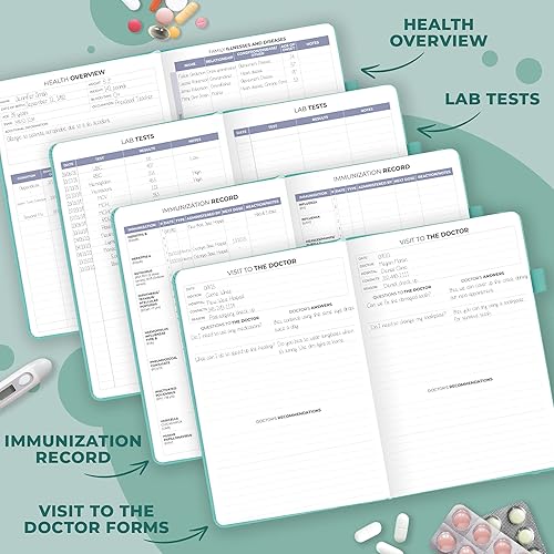 Miniatura 3 de Clever Fox Planificador médico compacto A5 de 12 meses, cuaderno médico, diario de salud, diario de bienestar para rastrear la salud, 12 meses