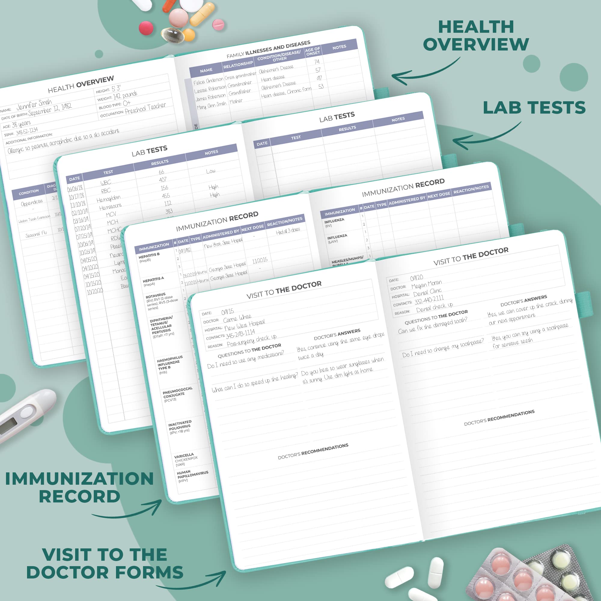 Clever Fox Large Medical Planner 12-Month - Health Diary