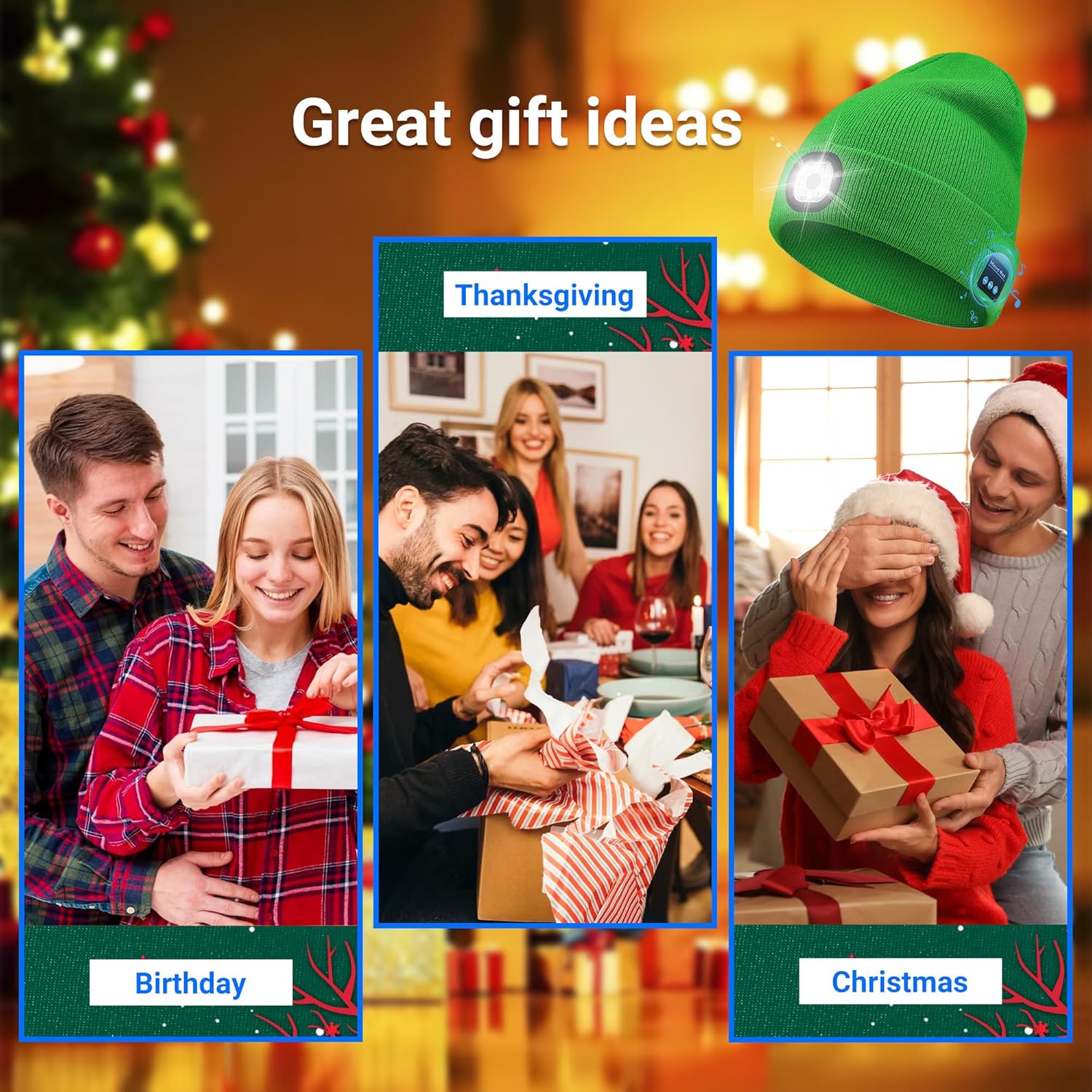 Bluetooth Beanie with Light, Beanie with LED and Bluetooth Headphones, Rechargeable,Unique Tech Gifts for Men Women - Image 7