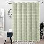 BTTN Boho Sage Green Shower Curtain, Linen Rustic Heavy Duty Fabric Shower Curtain Set with Tassel, Water Repellent, Farmhouse Bohemian Vintage Country Thick Cloth Shower Curtains for Bathroom, 72x72