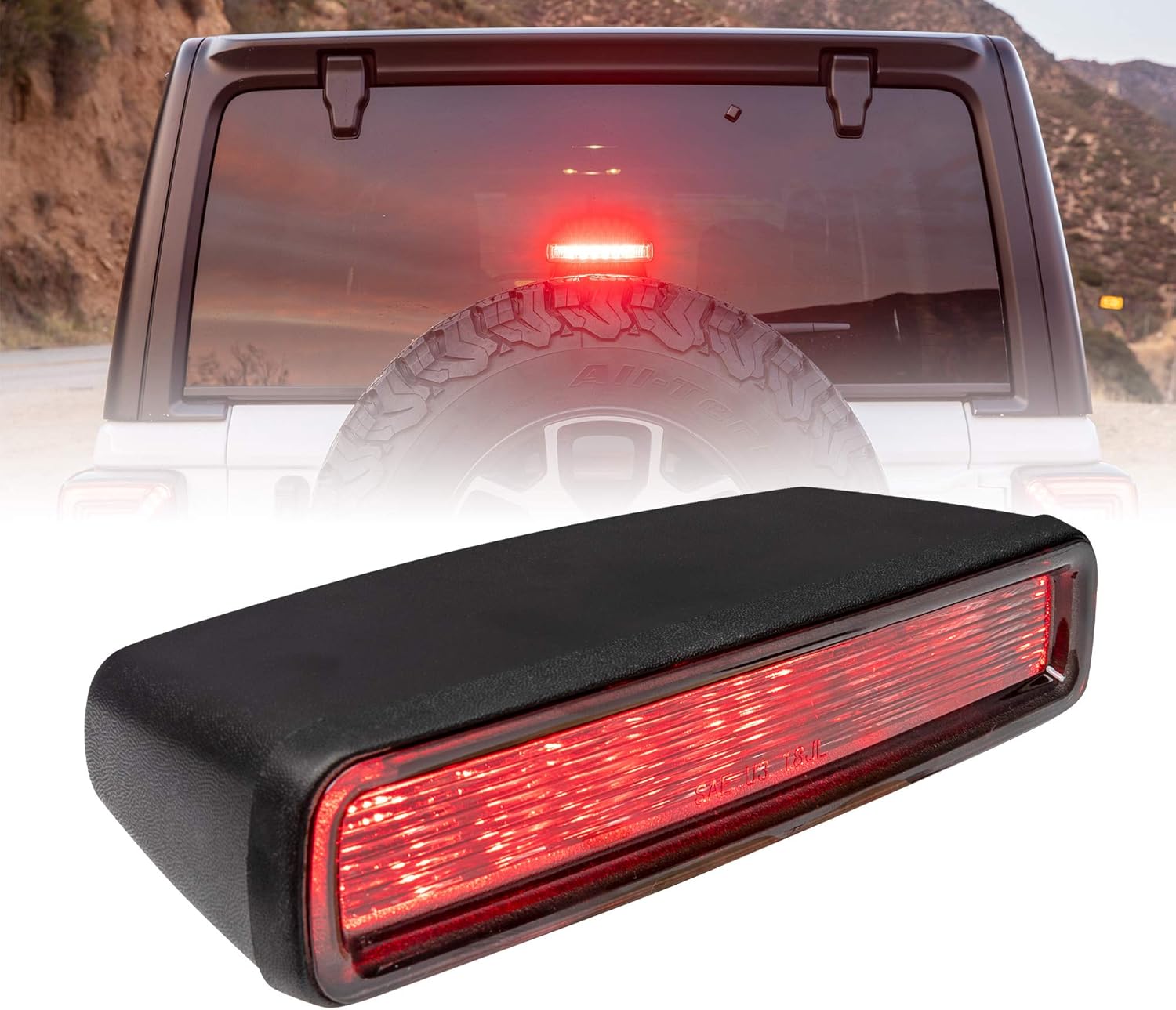 TRUE MODS LED Third Brake Light Replacement for Jeep 2018+ Wrangler JL [Smoked Lens] [Plug-n-Play] [IP67 Waterproof] [Diffused Lens] 3rd Brake Light Compatible with Jeep Wrangler JL Accessories