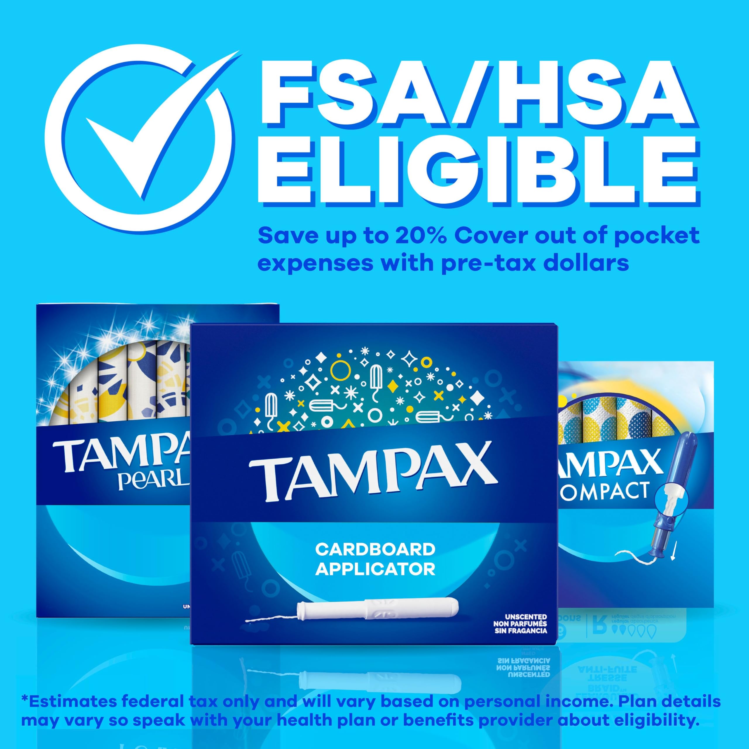 Tampax Cardboard Tampons for Women Super Plus Absorbency, Anti-Slip Grip, LeakGuard Skirt, Unscented, 40 Count