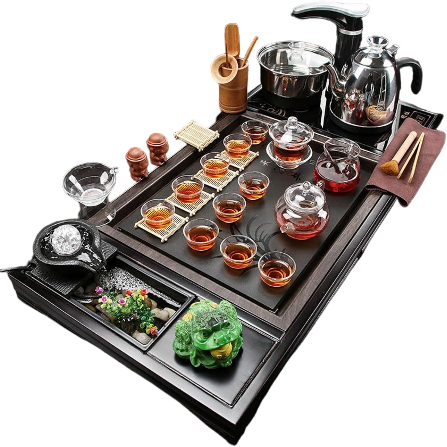 MOYEE Chinese Gongfu Tea Set,Home,Gifting and Office 套装家用 Fully Automatic Tea Set,全自动上水茶台简约现代流水茶盘 Chinese Gongfu Tea Tray Solid Wood Tea Tray 实木茶海道一体 A786