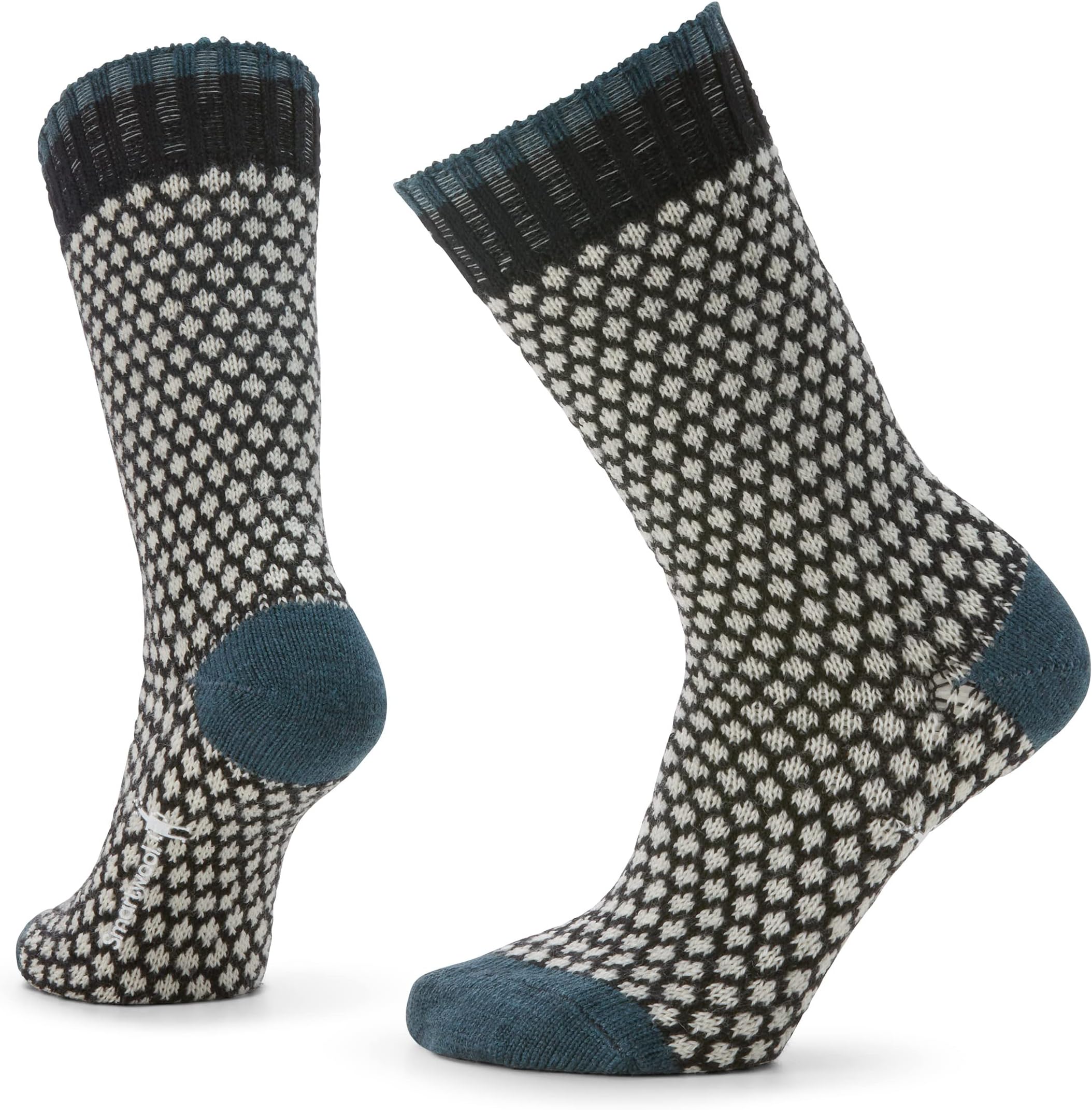 Everyday Popcorn Polka Dot Full Cushion Merino Wool Crew Socks For Men and Women, Black, Small