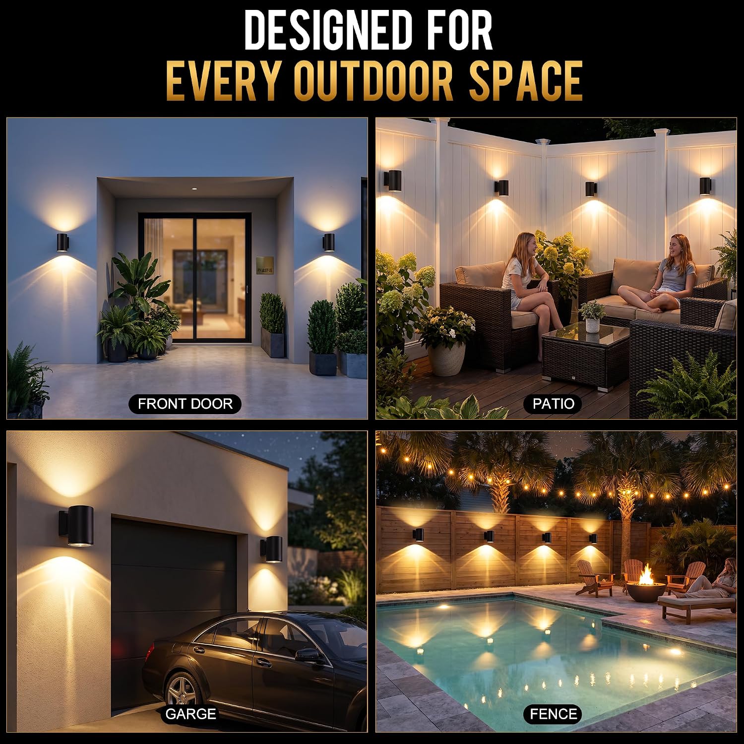Solar Wall Lights Outdoor, 2 Pack Up & Down Solar Wall Sconces image 4