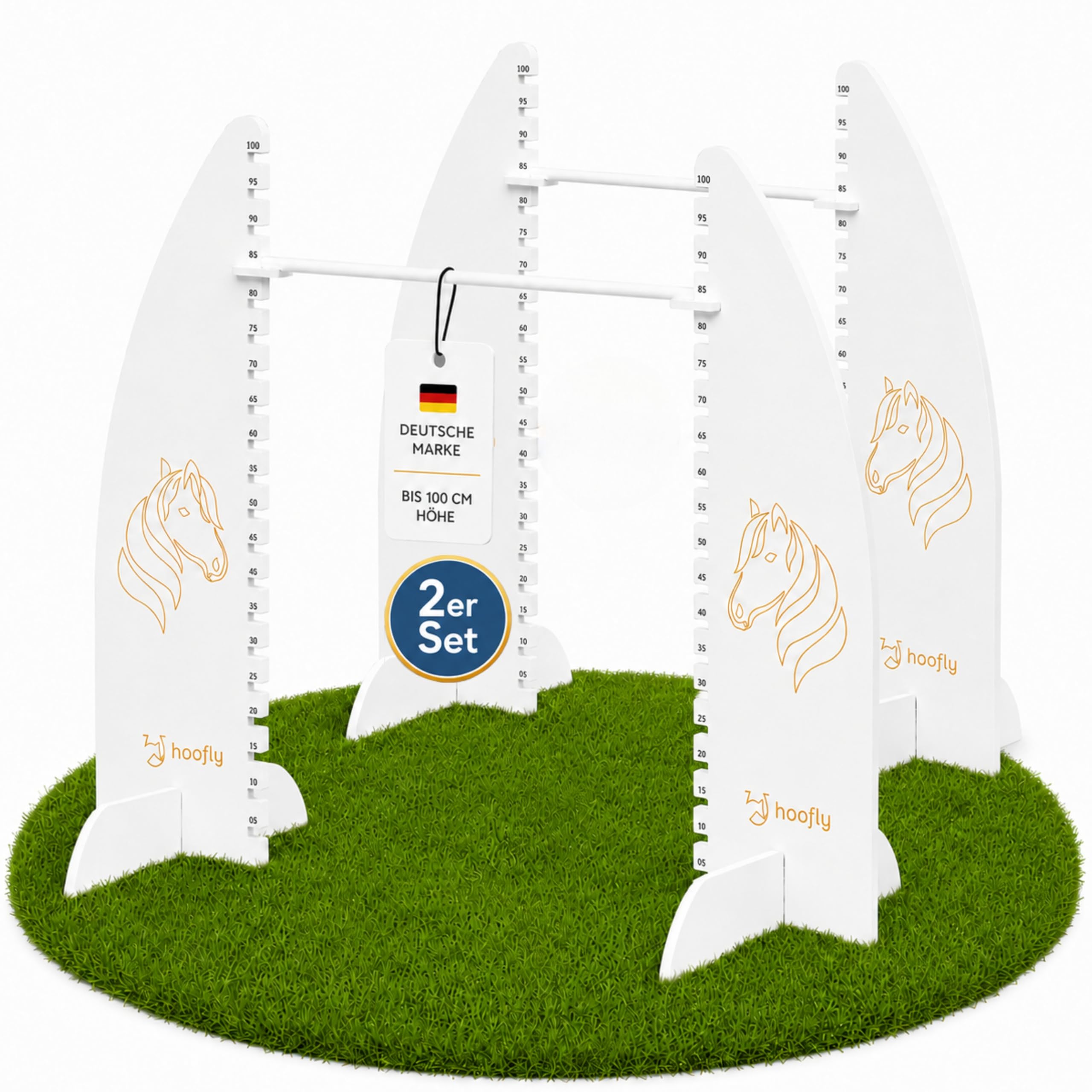 Hobby Horse Hindernis Set Höhenverstellbar bis 100 cm – 2X Turnier Hürde für Kinder & Jugendliche, Profi Hobby Horse Zubehör, Steckenpferd Parcours & Geschenk Kinder
